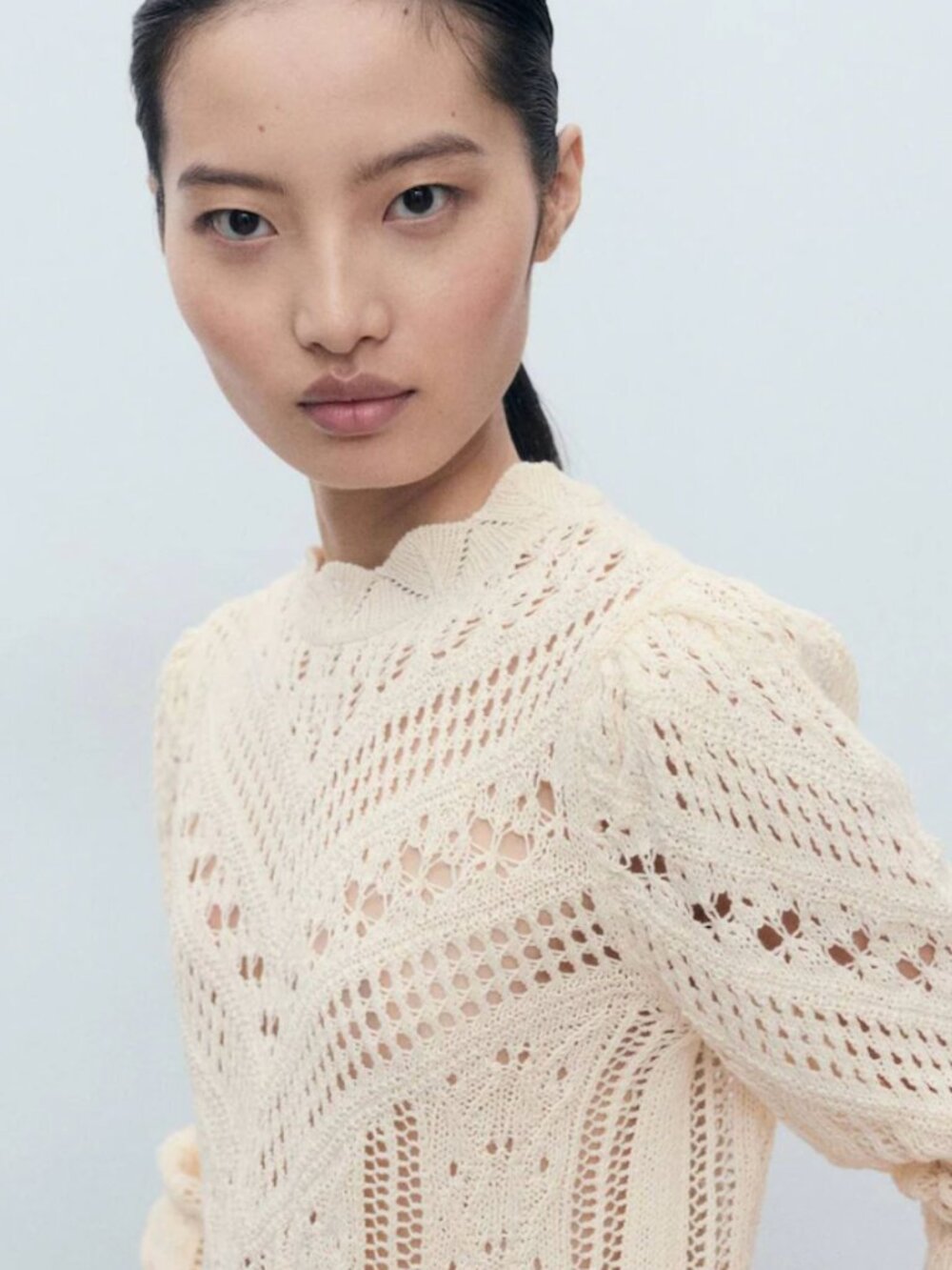 Size M Mango (MNG) Espina Open Stitch/Knitted Sweater with Lace Accents